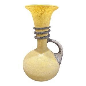 LAFIORE Spain Yellow &‎ Granite Scavo Glass vase/pitcher vintage